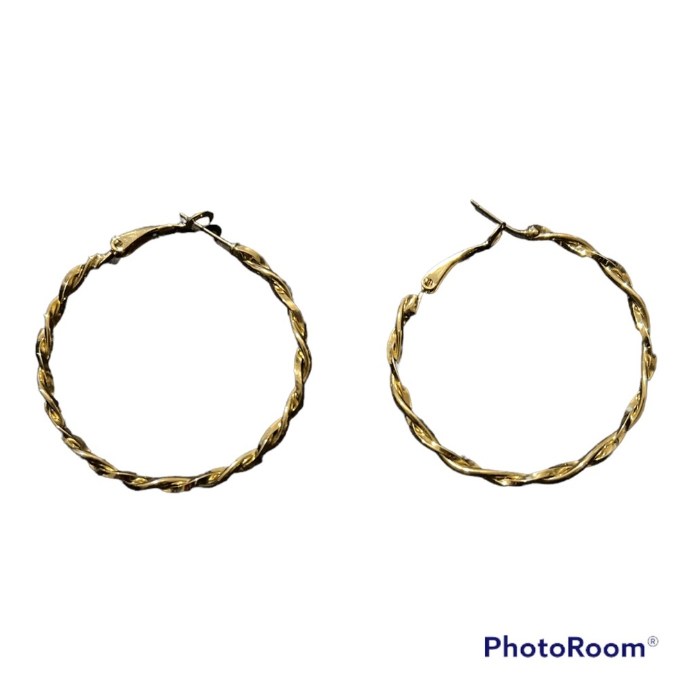 Boho twisted gold plated hoop earrings